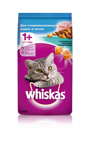 Whiskas для стерилизованных кошек с кроликом