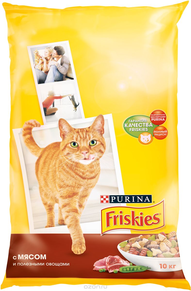 Friskies, для взрослых кошек, с мясом, курицей и печенью