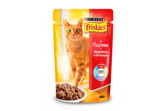 Консервы для кошек Purina Friskies с индейкой и печенью