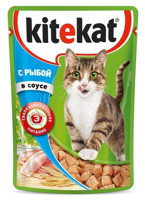 Kitekat паучи с рыбой в соусе для кошек